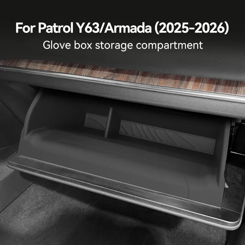 For 2025-2026 Nissan Patrol Y63 Armada Passenger Glove Box Storage Compartment TPE Waterproof Expand Interior Mod Organizer Tray