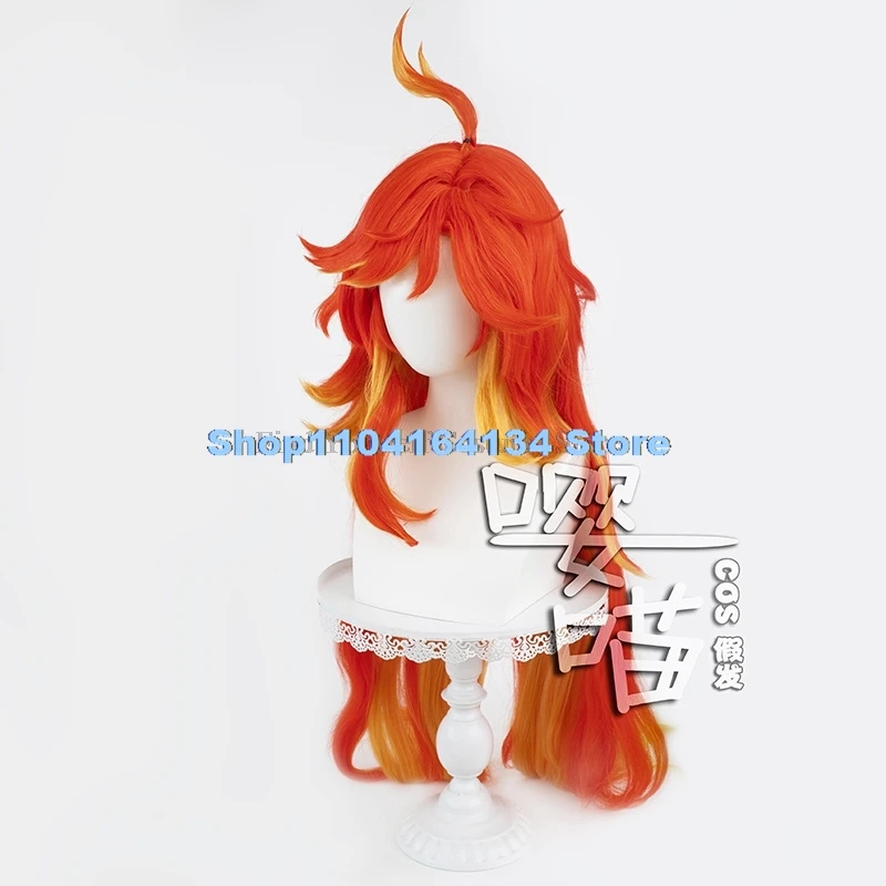 Spel Genshin Impact Mavuika Cosplay Pruik Rood Geel Lang Haar Zonnebril Vrouwen Mannen Halloween Rollenspel Prop