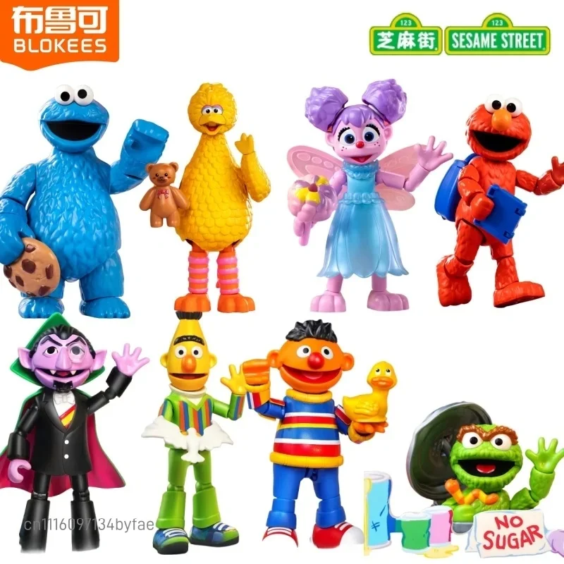 BLOKEES Serie Barrio Sésamo Bloques de Construcción Versión Mágica del Hombre: Count Bert, Aimo, Cookie Monster, Modelo Ensamblado, Adorno, Regalo