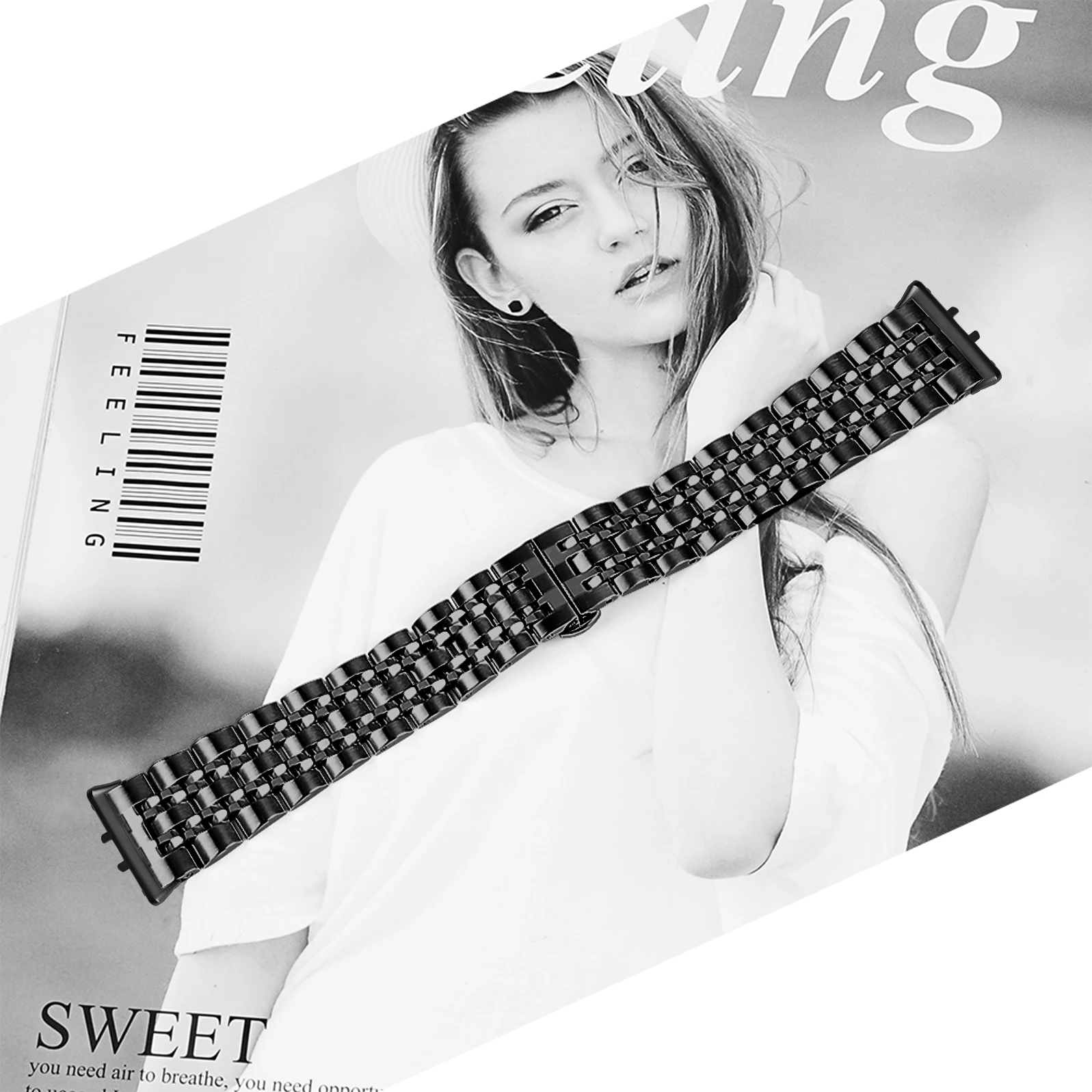 Pulseira de aço inoxidável para Smartwatch, pulseira de metal, pulseira, apto para Samsung Galaxy Fit 3, SM-R390, Fit3, SM-R390