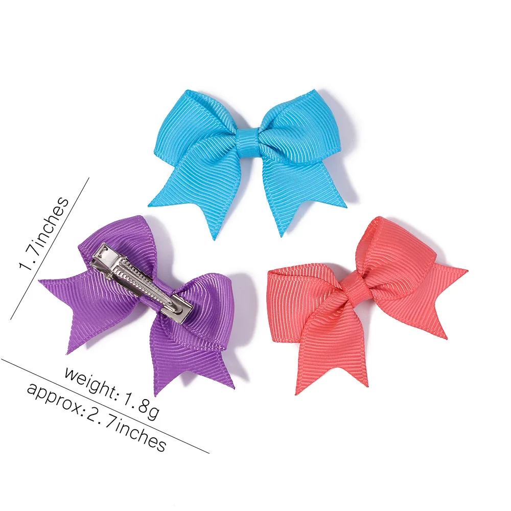 10Pcs/Set Solid Color Grosgrain Ribbon Hairpins for Kids Bows Hair Clips Boutique Handmade Headwear Girls Baby Hair Accessories