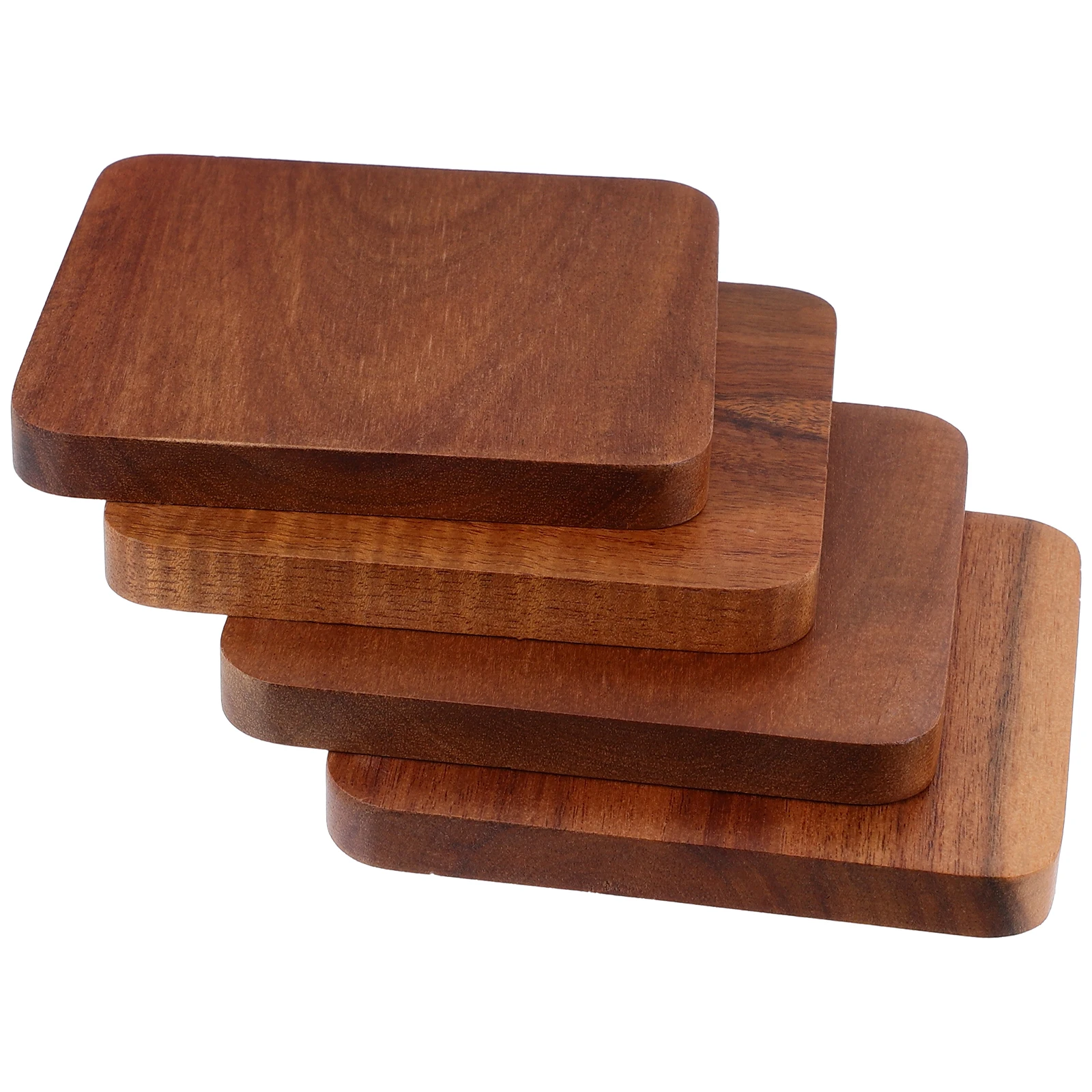 

4 Pcs Wooden Coasters Cup Simple Heat-resistant Mug Pads Mat Cups Mats Home Coffee Office Square