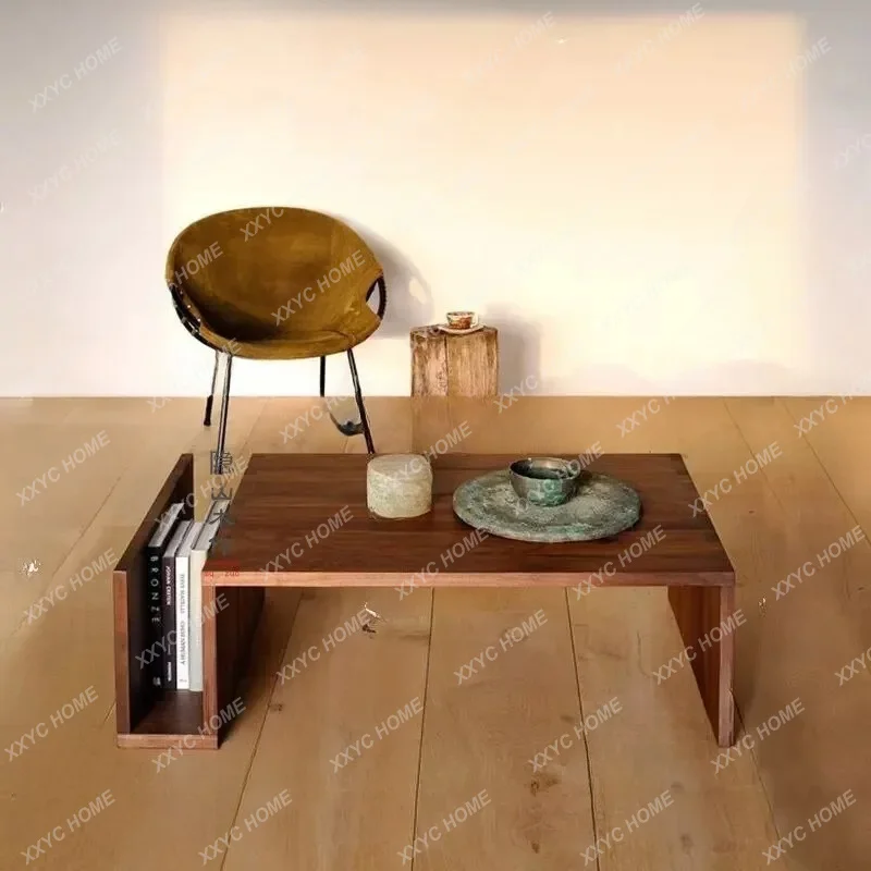 solid wood coffee table, modern minimalist coffee table, rectangular coffee tableTJ