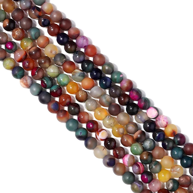 

6mm 8mm 10mm Mixed Frosted Beads Natural Stone Beads Agate Beads For Jewelry DIY Making Bracelet Necklace Accessories