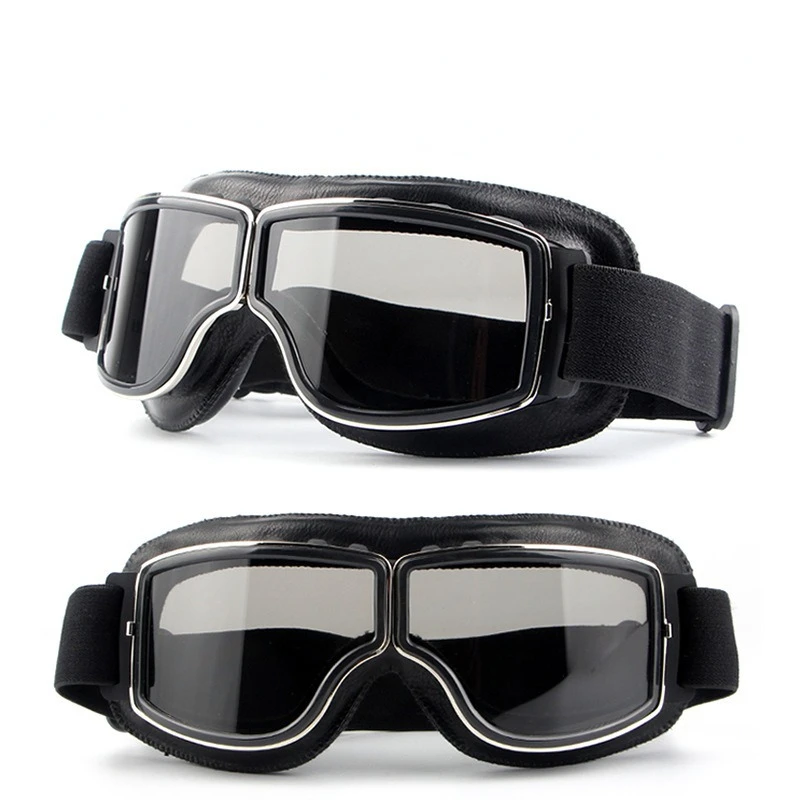 Vintage Motorcycle Goggles Retro Motorbike Scooter Biker ATV Glasses Universal Helmet Goggles Foldable Vintage Off-Road