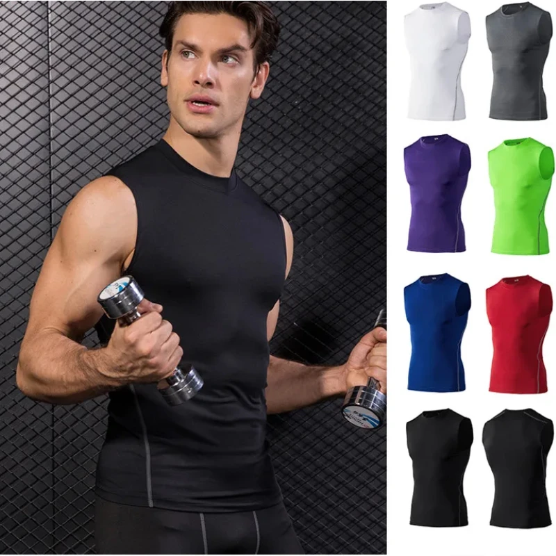 

Summer Compression Gym Tank Top Men Cotton Bodybuilding Fitness Sleeveless T Shirt Workout Clothing Mens Sportswear Muscle Vests