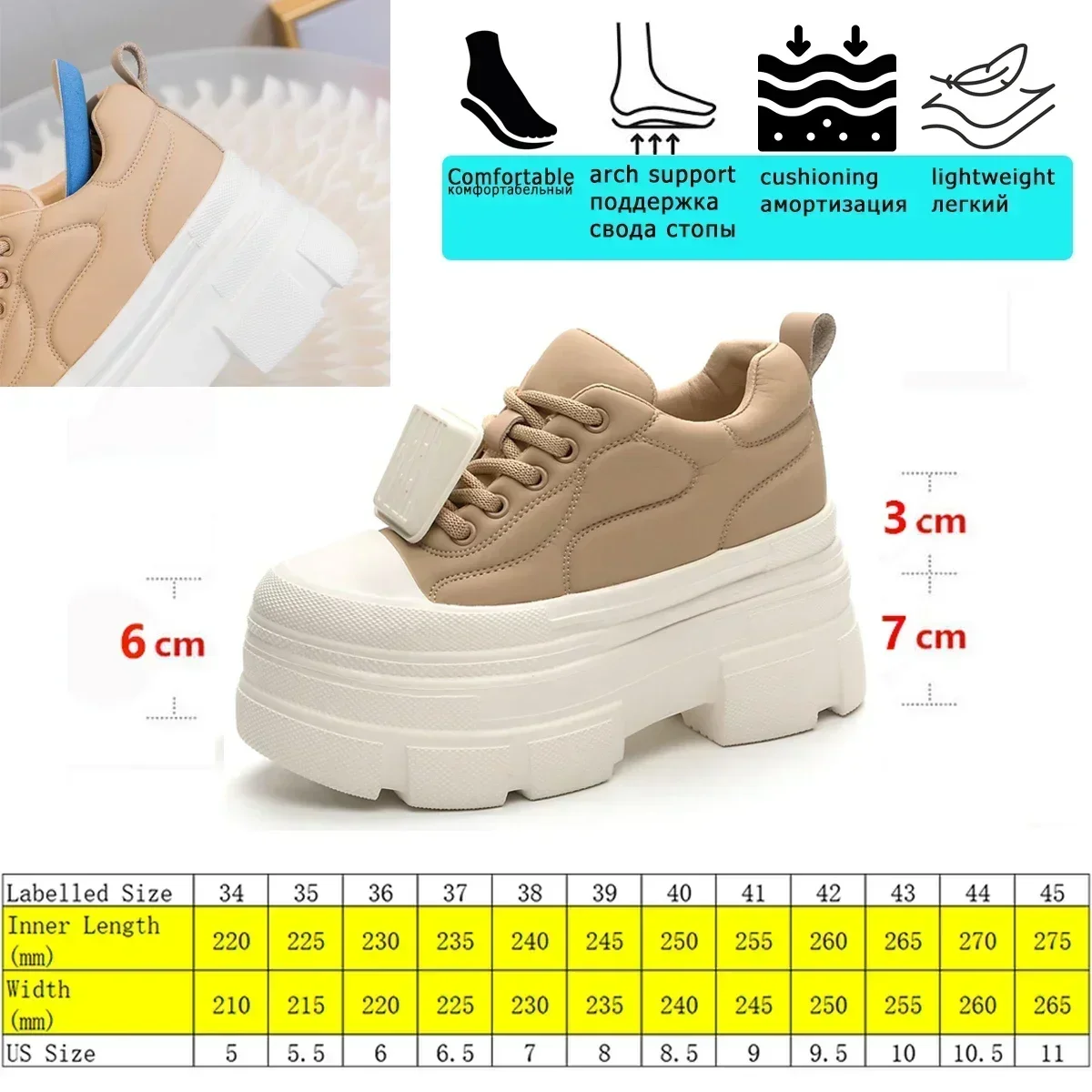 Fujin 10cm Women Casual Sneakers Platform Wedge Heel Breathable Women\'s Shoes Female Genuine Leather Comrfortable Shoes Women