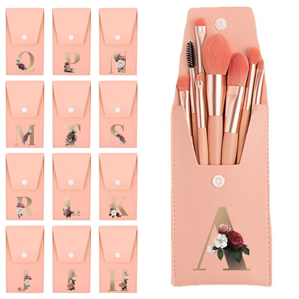 

Beginner Makeup Brush Set Lightweight & Portable With Pink Storage Bag For Daily & Travel Daily Essentials Gold Pattern