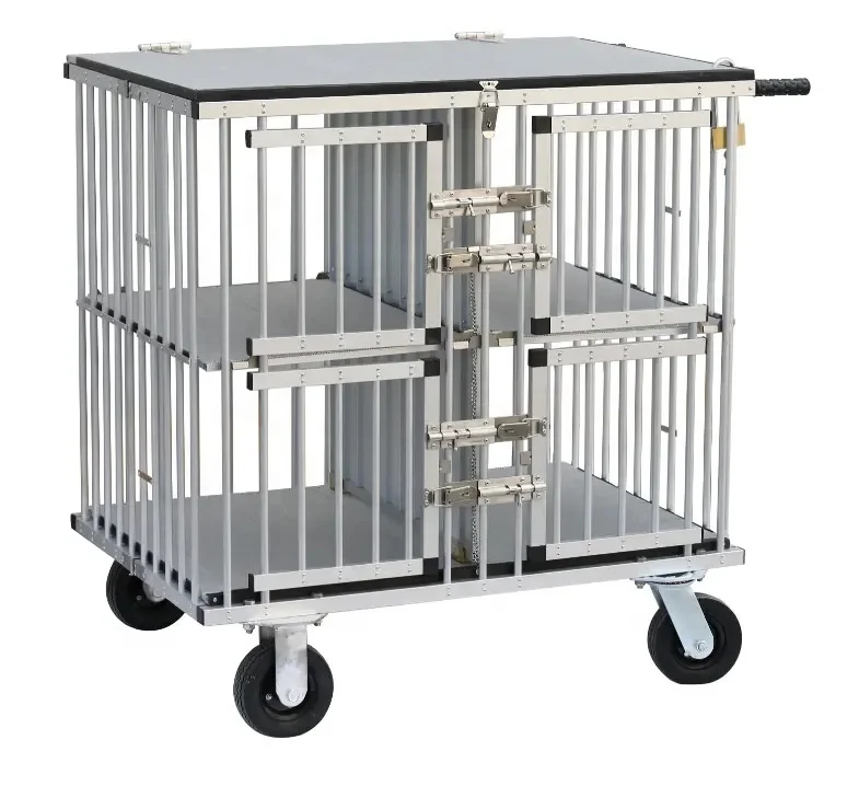 

Wholesale Dog Kennel Aluminum Dog Trolley Pet Show Trolley Portable Pet Stroller Dog Show Cage
