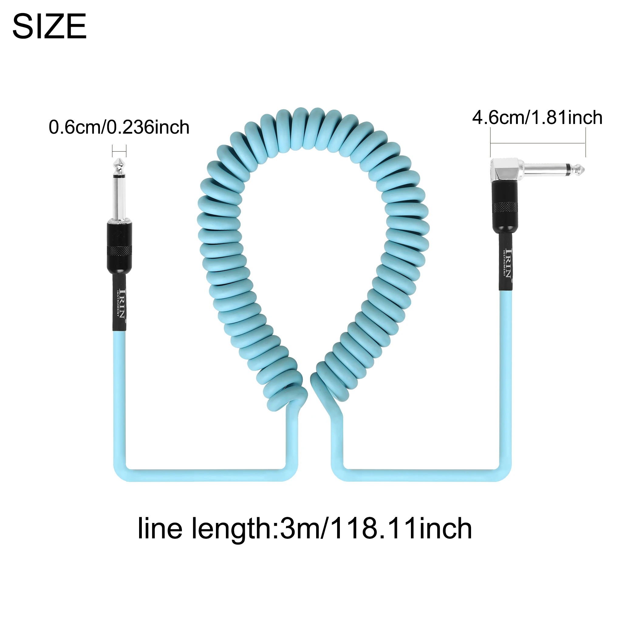 IRIN 3M Spiral-Gitarrenkabel – PE-Rauschunterdrückendes, abgeschirmtes Instrumentenkabel für Übung, Proben und Live-Auftritte – Detail 8