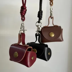 Fashion Mini and Compact Leather Hanging Neck Coin Purse Necklace Niche Design Headphone Bag Long Sweater Chain Accessory Women
