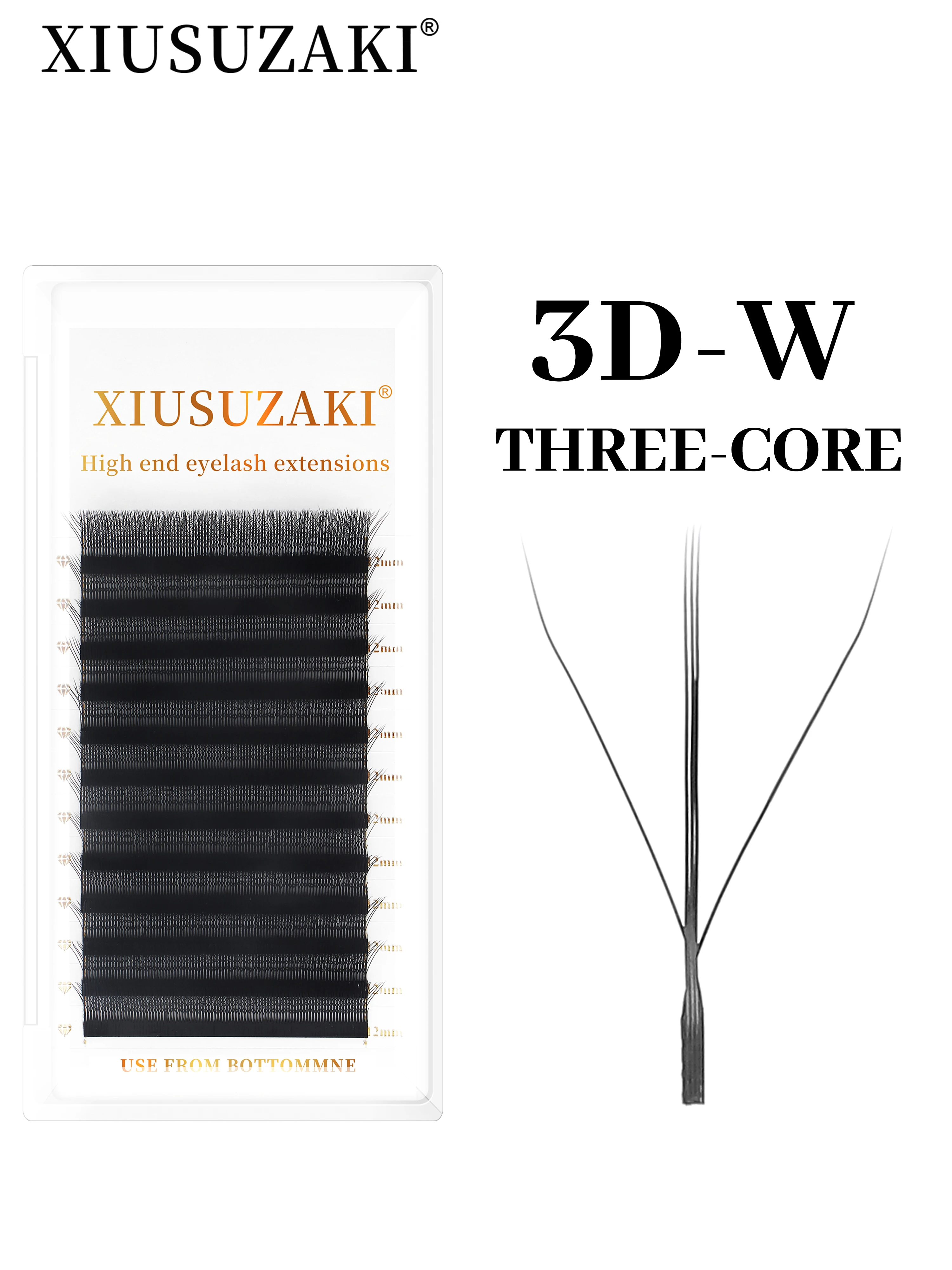 XIUSUZAKI 3D W trzyrdzeniowe potrójne końcówki rzęsy W kształt przedłużanie rzęs Blister naturalne gotowe wentylatory podwójne dwurdzeniowe rzęsy — zdjęcie 2
