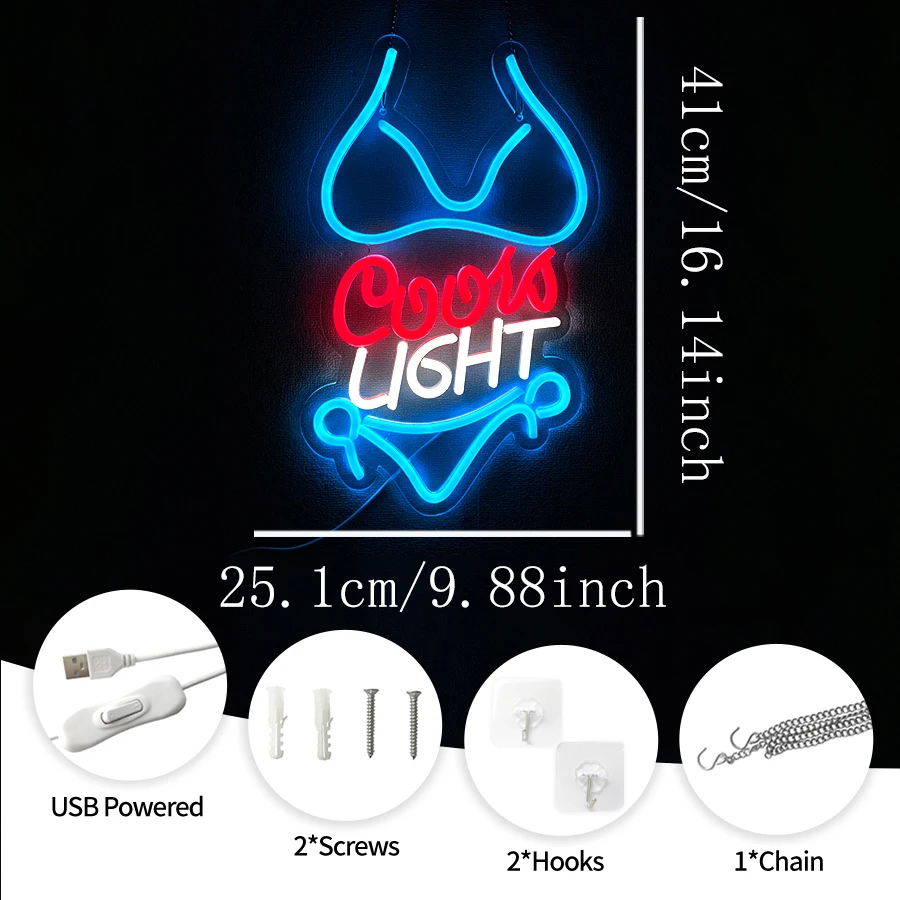 Coors Light Neon Sign for Wall Decor,LED Lights Sign for Bedroom Man Cave Bar Pub,Neon Light for Christmas Birthday Party Gifts view 4