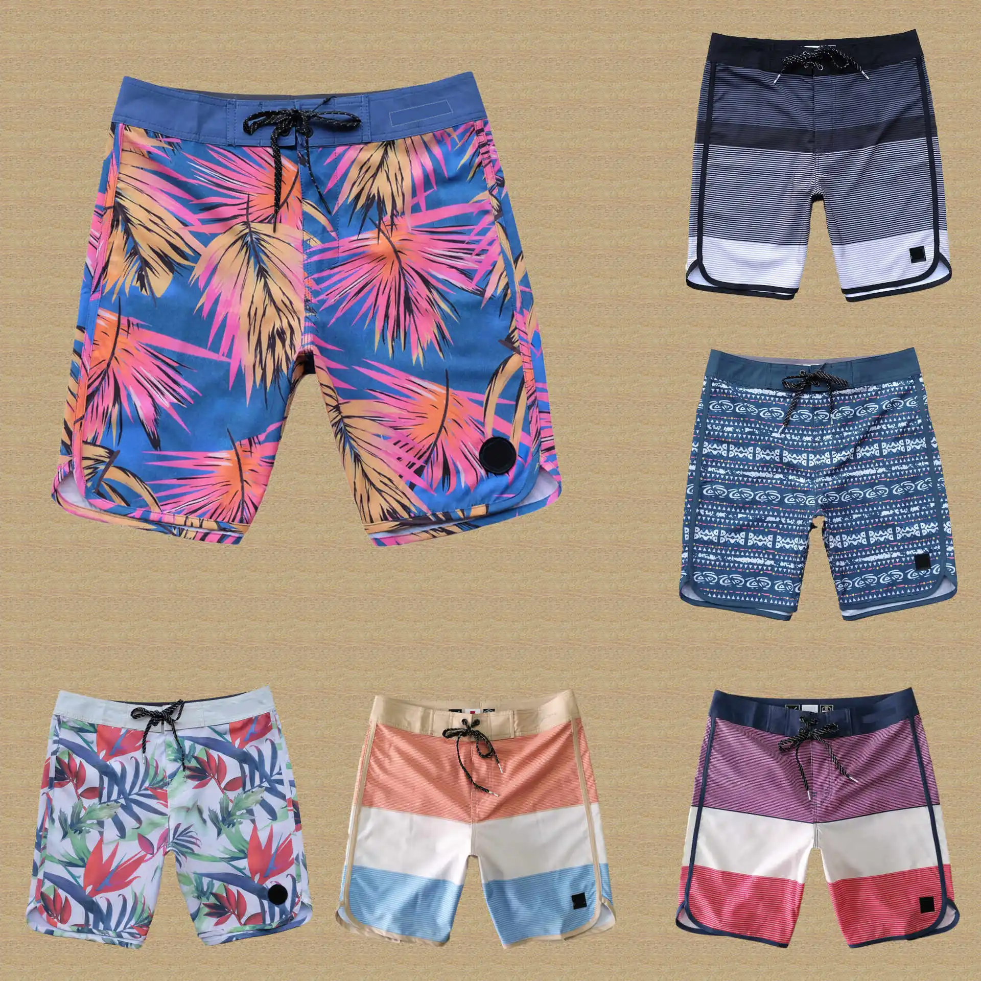 Men\'s Boardshorts Wholesale Drawstring Casual Waterproof Board Swim Trunks Beach  Shorts Swimming Surfing Summer Short Pants