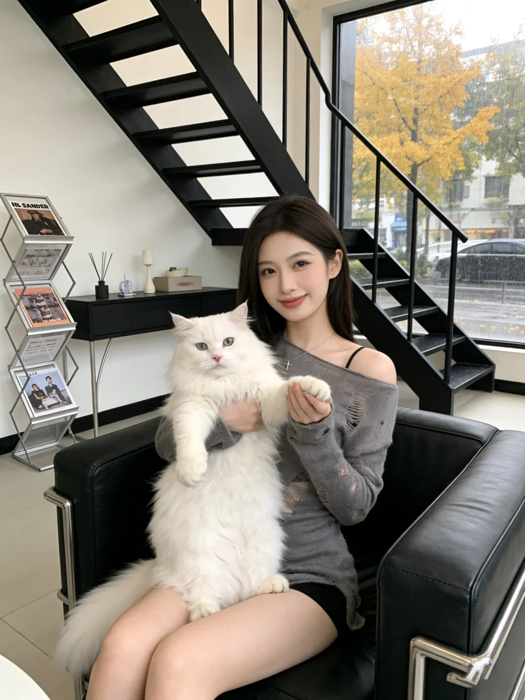 Korean Style Grey Hollow Long Sleeve Knitted Sweater Women's Fashionable Spicy Girl Early Spring Elegant Top Design 2026