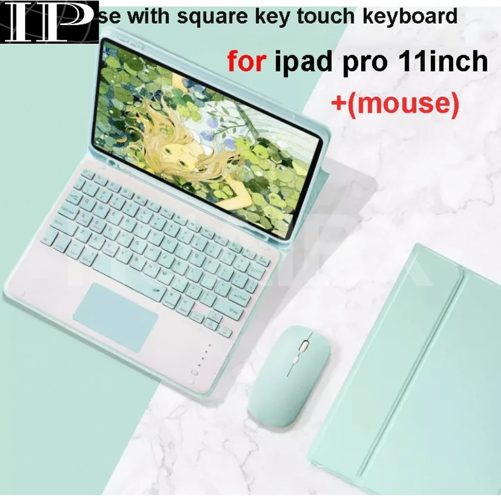 

Tablet Case for IPad Pro 11-inch (2020/2021/2022) with Detachable Bluetooth Square Button Touch Keyboard and Mouse