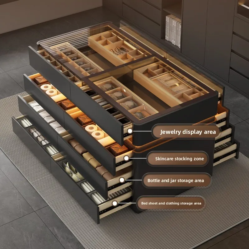 Jewelry display cabinet, household floor-to-ceiling smart cloakroom, island cabinet, storage storage dresser