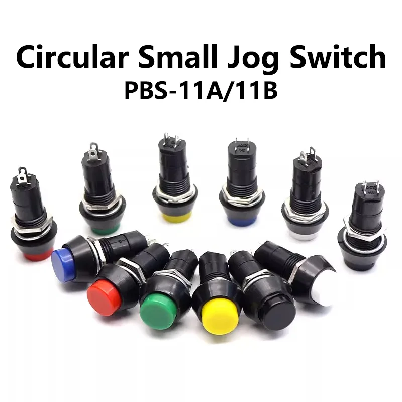 

5/20PCS PBS-11A PBS-11B 12mm 3A250V Self-locking Self-Recovery Reset 2PIN Plastic Latching Push Button Switch Momentary 6Color