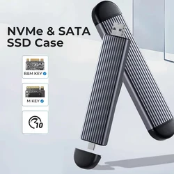 M. 2 Enclosure Mobile Solid State Drive Boxes Supports NVMe SATA Protocol Type-C USB3.2 Gen2 10Gb SSD Case for Mac Windows  OS