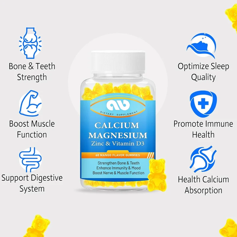 

Adult and children's calcium zinc gummies, containing vitamin D3 and K2- bone and muscle and immune health