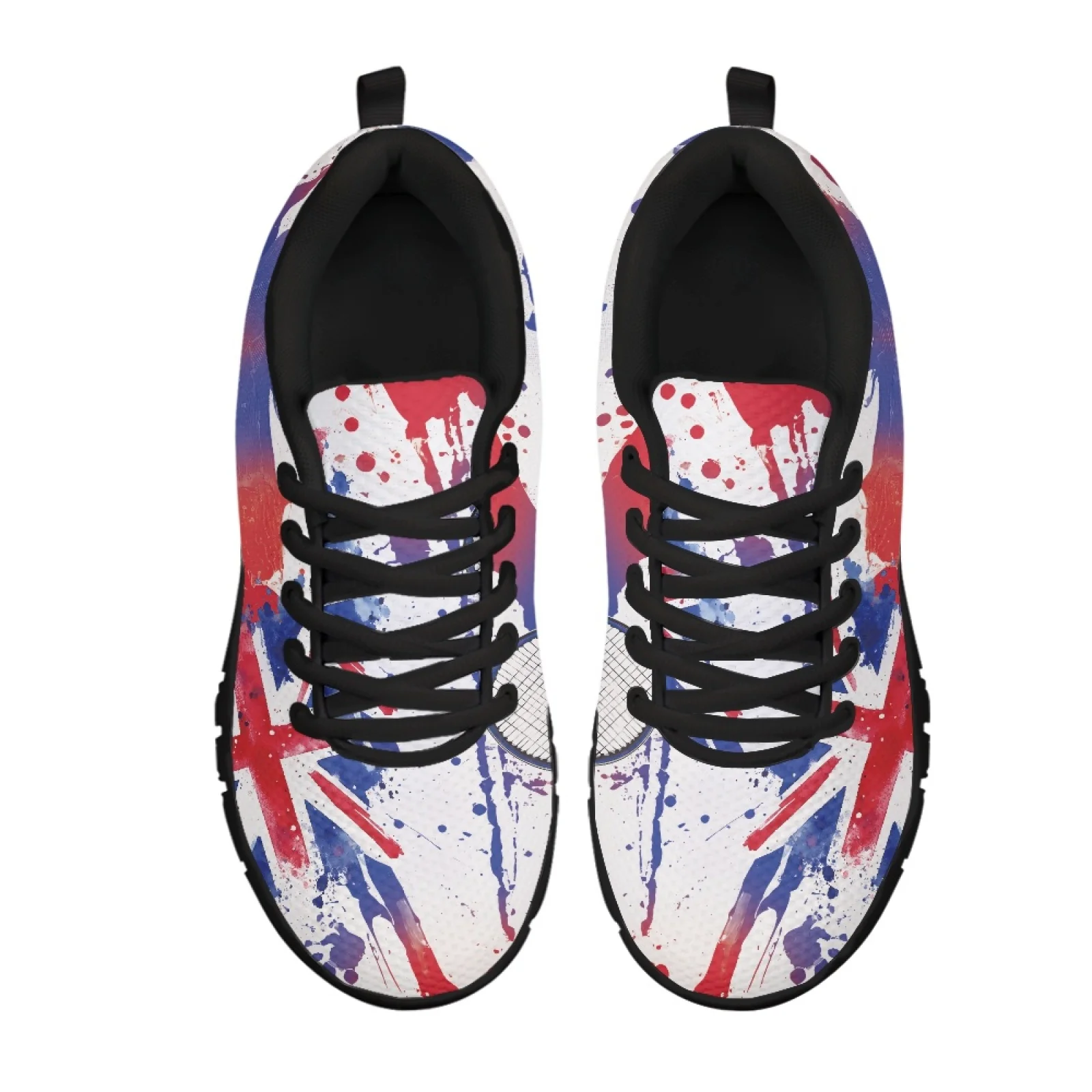 Coloranimal Tennis Racket Splash Print Women Cna Work Shoes Comfortable Anti-Skid Women's Walking Sneakers for Travel