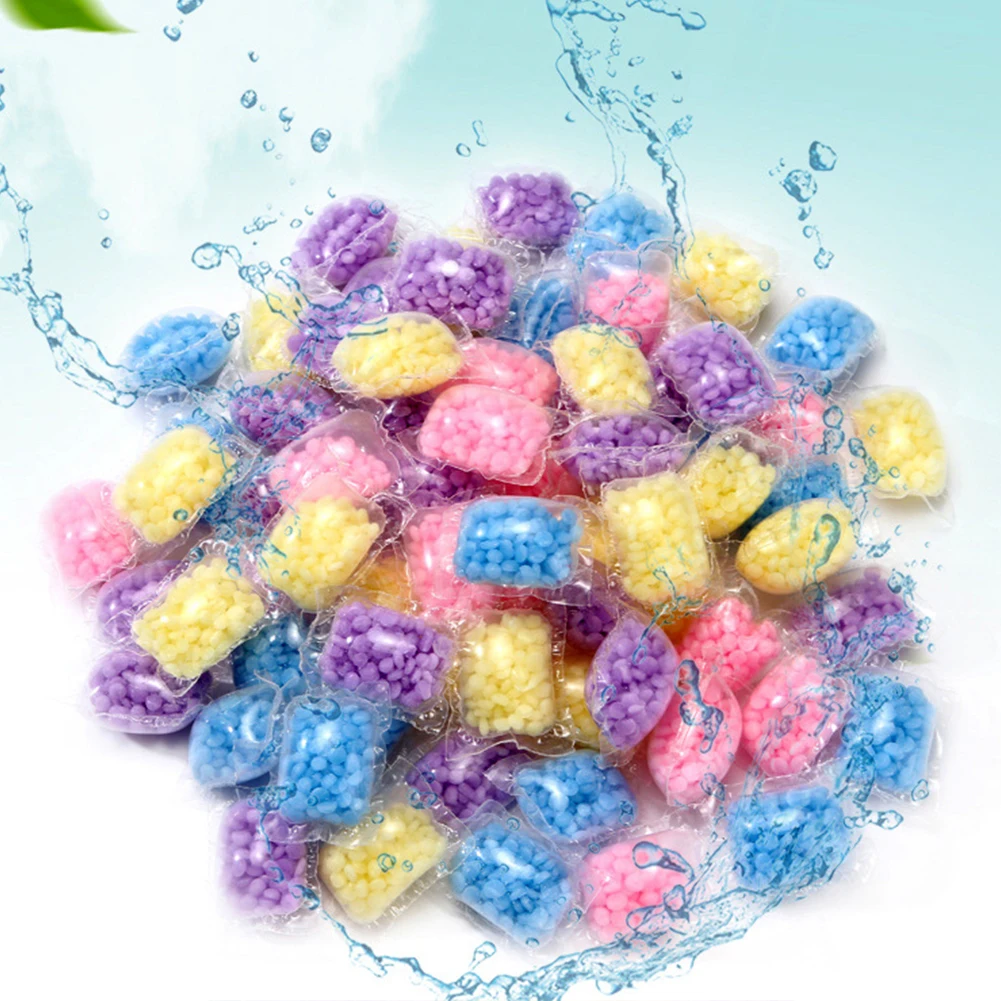 100Pcs Detergent Liquid Capsule Ball Anti Static Wash Scent Booster Beads Lasting Household Cleaning Tools