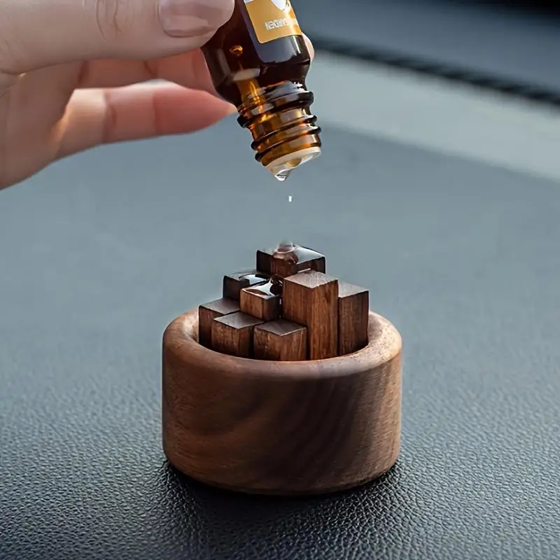 Walnut Car Diffuser Unscented Incense Holder Portable Long Lasting Fragrance for Home Decor Ramadan 4th of July National Freedom