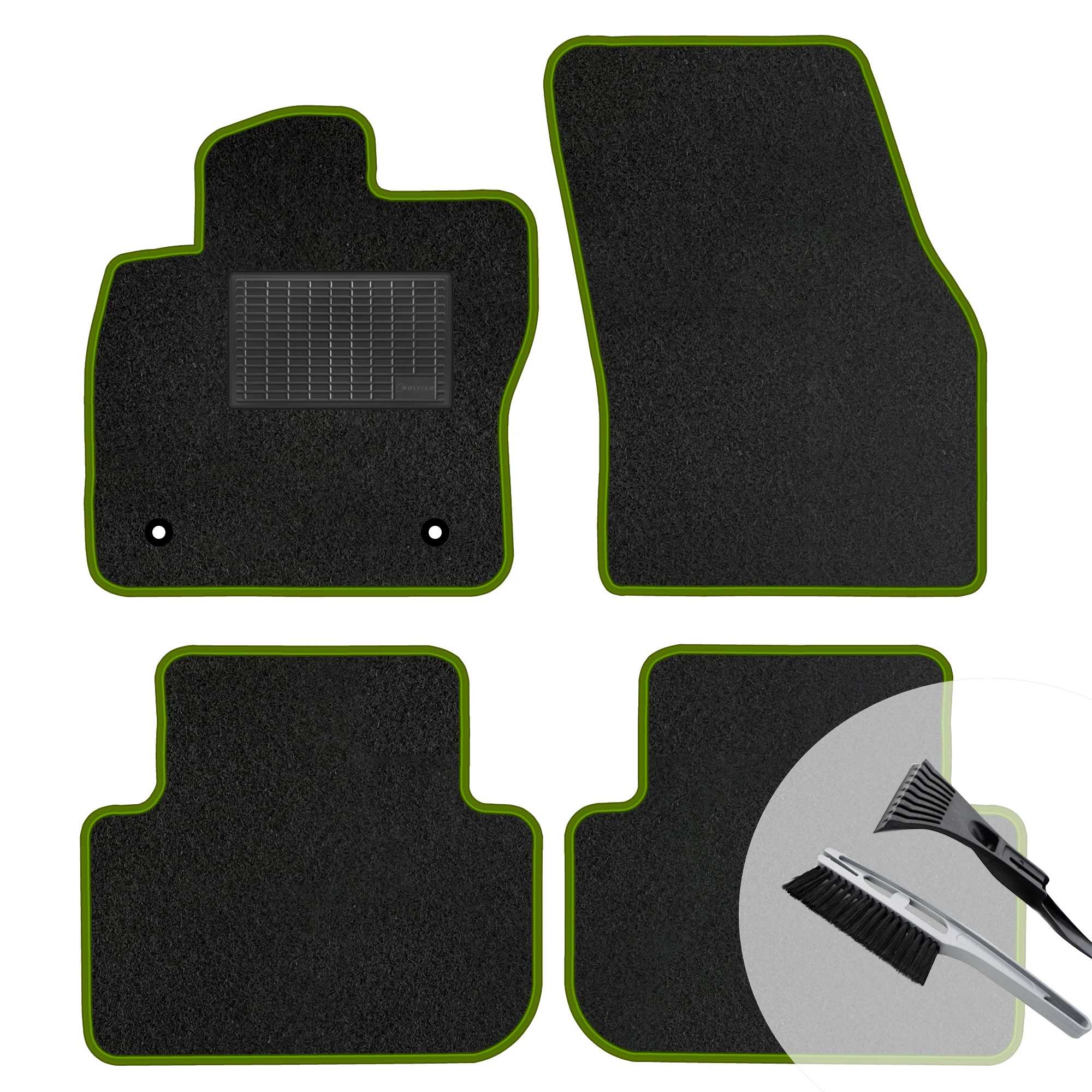 Autovloermatten, velours, groene kleur – geschikt voor: Mazda 6 II, bouwjaar 2008-2012.