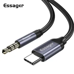 Essager Usb C To 3.5mm Aux Jack Adapter Speaker and Headphone 3.5 Mm Aux Audio Splitter Jack 3 5 Cable for Huawei Xiaomi Mi 10t