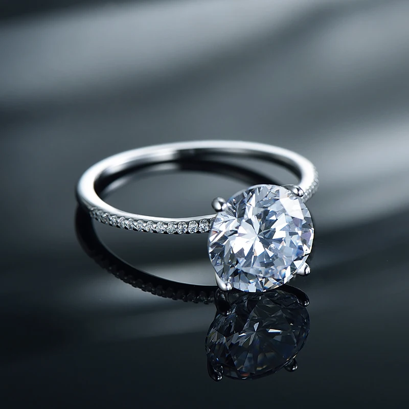 CC Diamant Rings For Women White Big 9*9mm Round Zirconia Fashion Jewelry Wedding Bridal Engagement Accessories CC1607