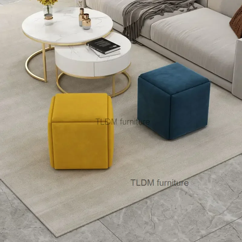 Cube Stool Living Room Small Ottomans Multi Functional Stackable Combination Five In One Square Stool Banqueta Furniture WK