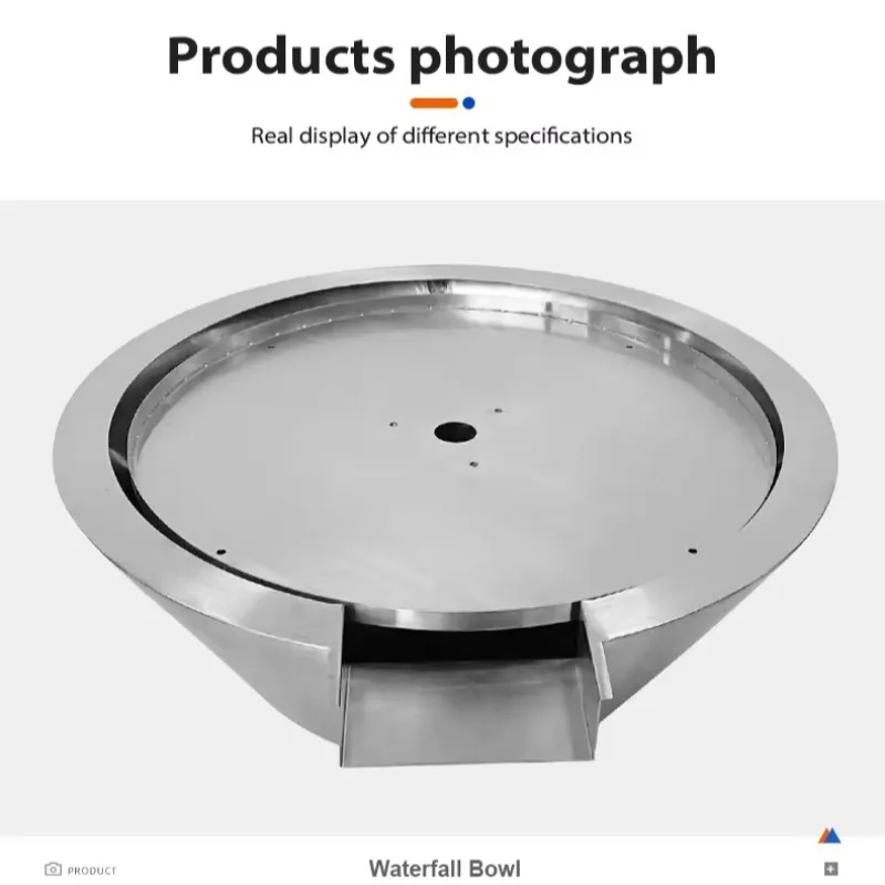 Stainless Steel Bowl Waterfall Fountain For Garden Pool Pond Landscape Decor Wide Smooth Water Outlet Solid Anti-corrosion Body