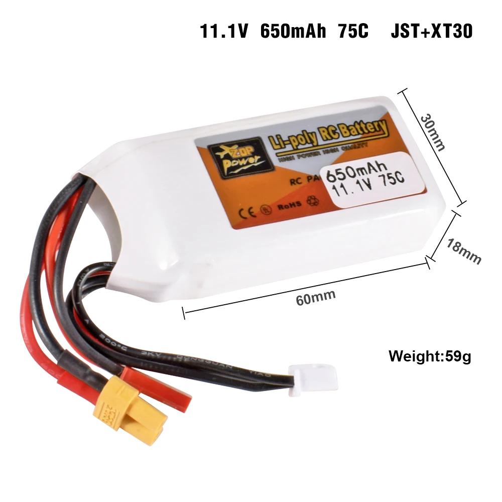 ZOP Power 3S RC Lipo Battery 11.1V w/ XT30 XT60 T Plug JST Plug for RC Car Boat