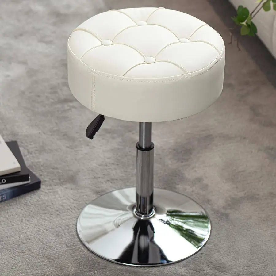 

FireResistant Adjustable White Vanity Stool, Swivel Vanity Chair for Makeup Room, Small Stool Chair for Vanity Bathroom Living R