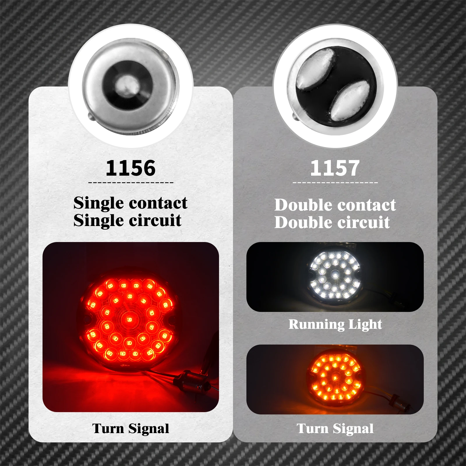 Motorcycle 3-1/4 Inch LED Turn Signal Kit Flat 1157 Double Base Front Running Indicator Light Lamp For Harley Touring Softail FL