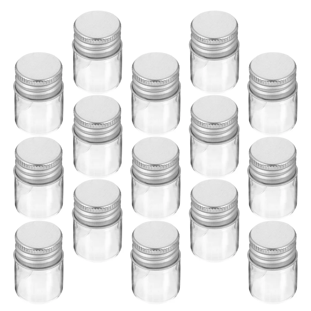 

48Pcs Small Glass Sample Bottles Clear Mini Glass Vials Aluminum Caps Screw Caps Powder Container Sample Bottles