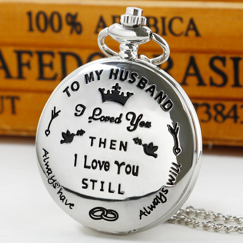 

Quartz Pocket Watch To My Husband Vintage Pendant Pocket Roman Numerals Dial Clock Male Anniversary Birthday Gift cf1313