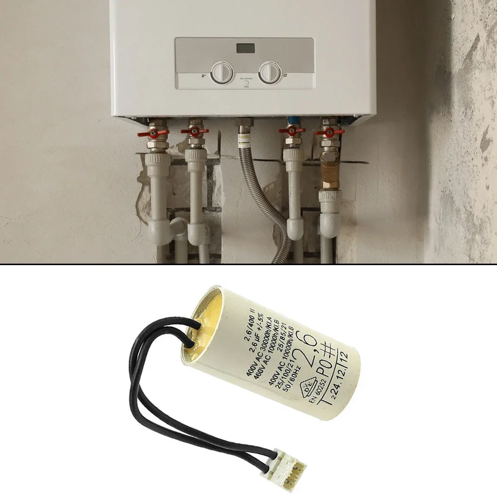 2.6uf Water Pump Capacitor With Connector For Wall Mounted Gas Boiler Heating Circulation Pump Motor Run CBB61 Replacement Part