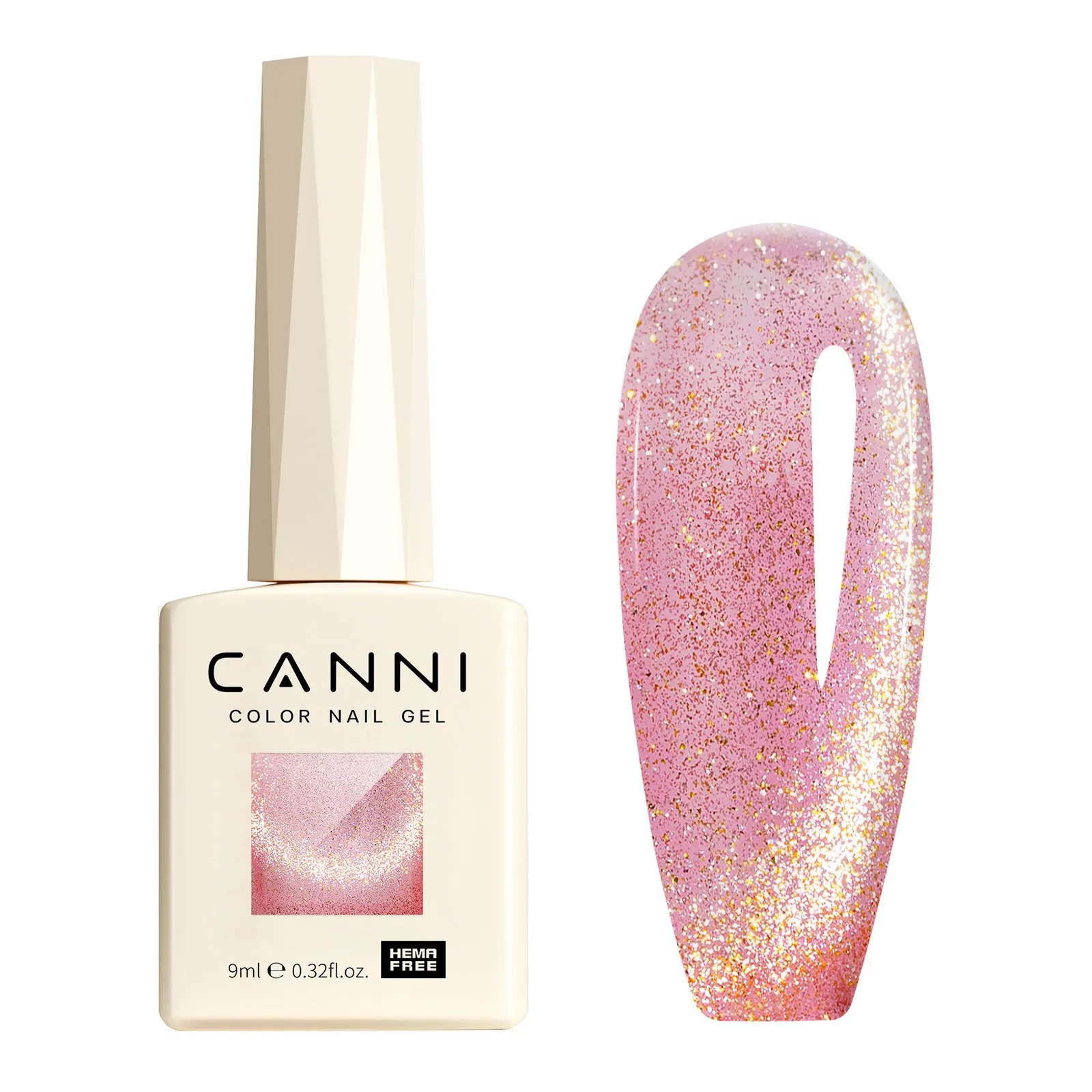 # 8047 CANNI キャットアイジェルネイルポリッシュ TPO/Hemaフリー ソークオフ UV LEDジェル トップコート/ベースコート付き 超光沢グリッターダイヤモンド セミパーマネント 9ML