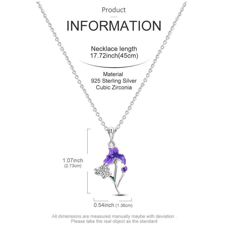 925 الفضة مطلي القزحية والفراشة قلادة للنساء مزاجه سلسلة الترقوة قلادة حفلة عيد ميلاد مجوهرات هدية #3