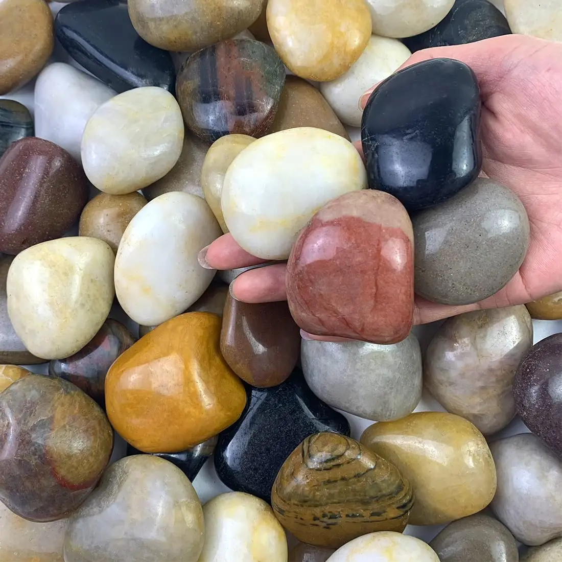 40 lbs Large River Rocks for Landscaping, 2-3 Inch Garden Rocks