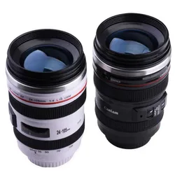 380ml Camera Lens Coffee Mug with Lid Stainless Steel Creative Photo Coffee Cup Christmas Gift for Photographer Travel Lovers