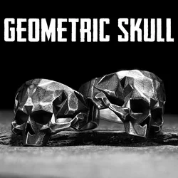 Retro Geometric Skull Men Rings Stainless Steel Women Jewelry Punk Retro New In Rock Fashion Accessories Gift Wholesale
