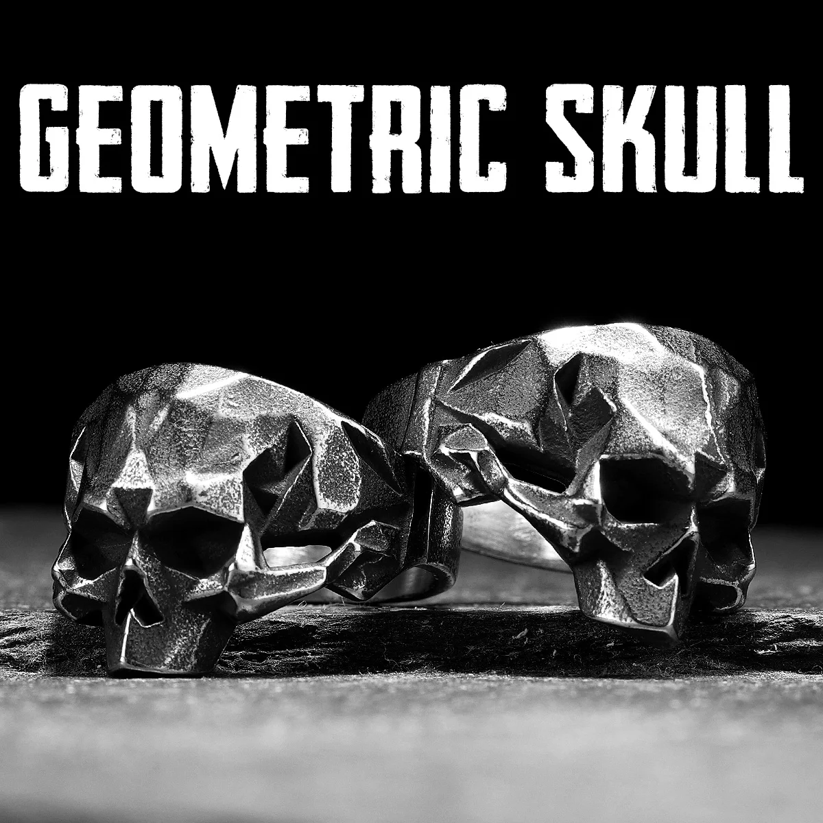 Retro Geometric Skull Men Rings Stainless Steel Women Jewelry Punk Retro New In Rock Fashion Accessories Gift Wholesale