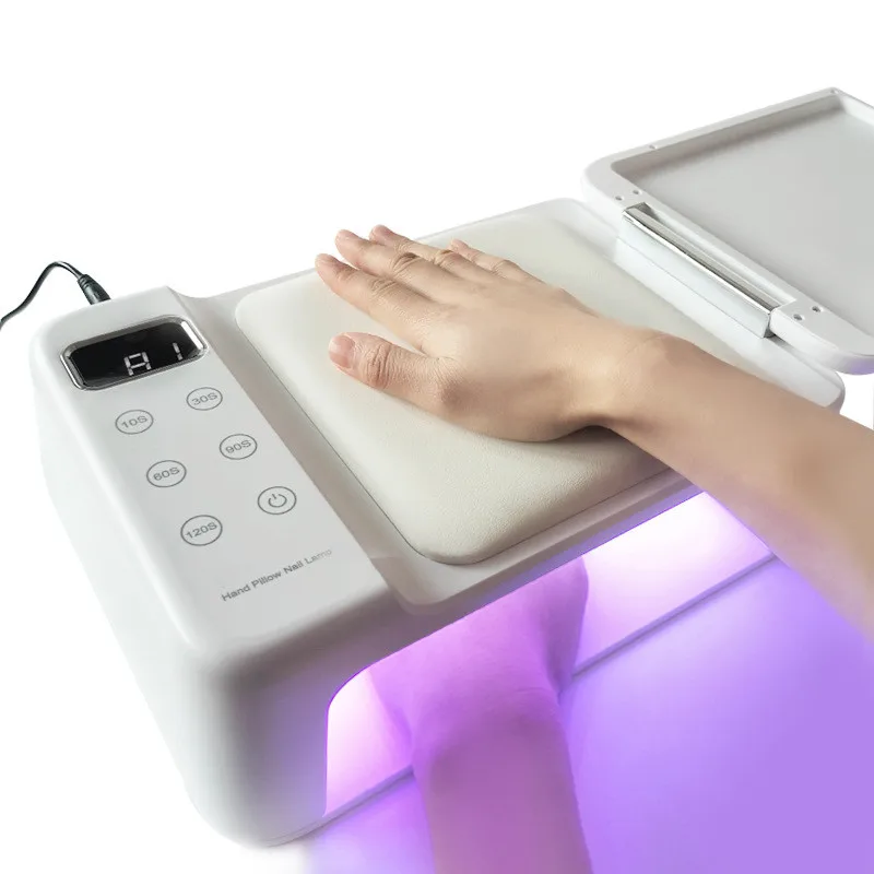 Nail Dryer Lamp Two Hand Hand Pillow Arm Rest 2 In 1 UV Led Nail Pillow Lamp 63LEDS US Charge Manicure Uv Gel Polish Dryer Light