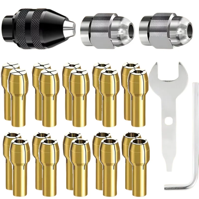 

B08B-1/32-1/8 Inch Replacement Keyless Chuck Collet Set Shank For Drill Electric Grinder For Rotary Tool Accessories