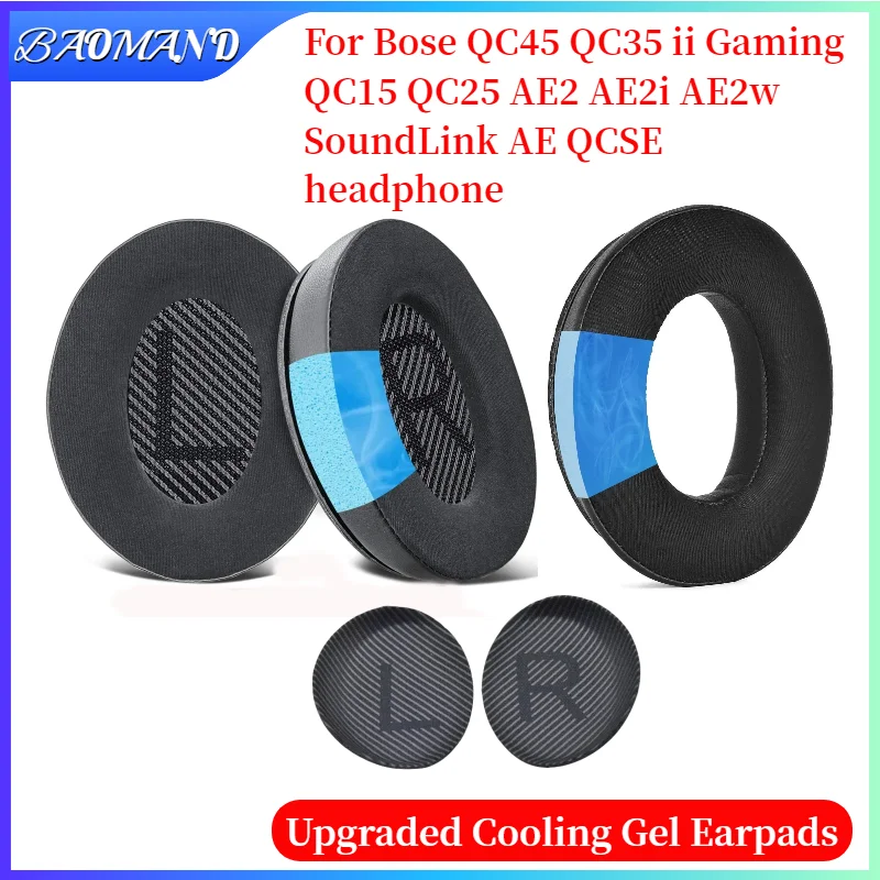 

Sport Cooling-Gel Replacement Ear Pads for Bose QC45 QC35 ii QC15 QC25 AE2 AE2i AE2w SoundLink AE QCSE Headphones Ear Cover
