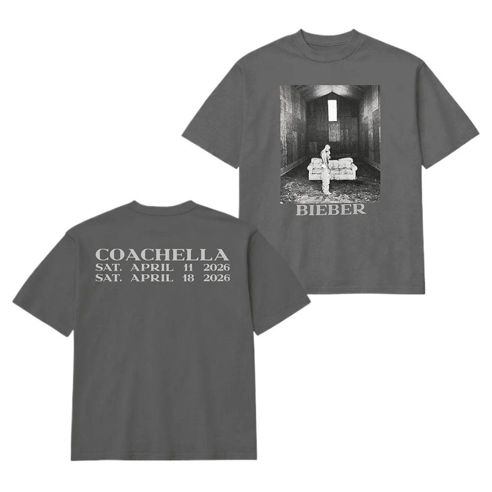 Camiseta Unisex de Algodón 100% con Gráfico de Justin Bieber Coachella 2026, Estilo Vintage Holgado, Moda Y2K, para Hombre y Mujer, Regalo para Fans