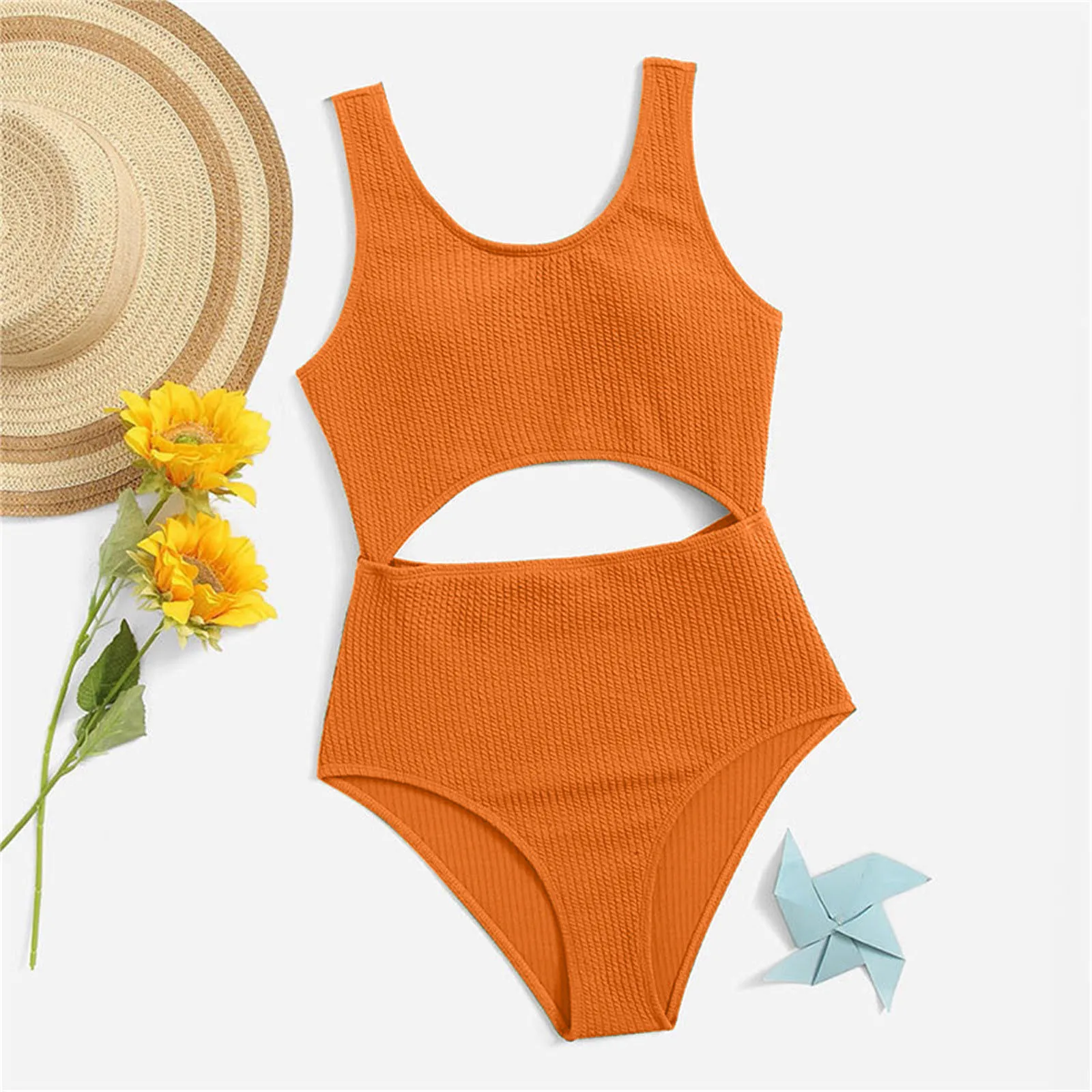 

Little Girls 5t Swimsuits Girl's 1 Piece Solid Color Swimsuit Cute Cut Out Bathing Suit Swimwear Kids Bathing Suit Size 5
