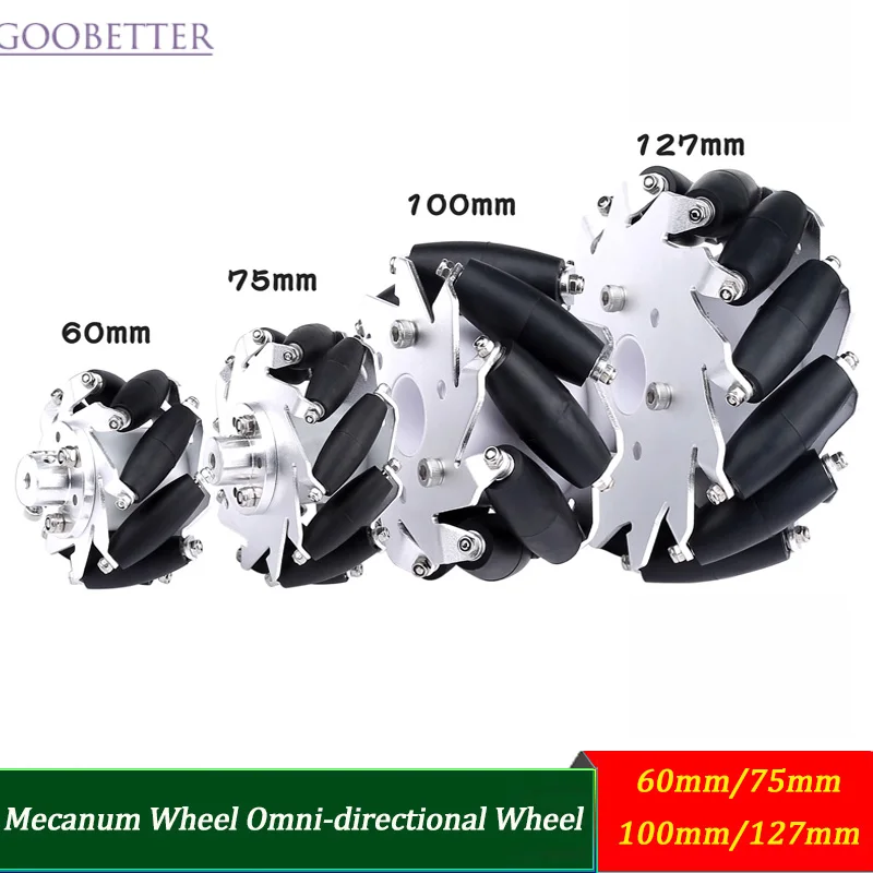 

4pcs Mecanum Wheels 60-127mm, Omnidirectional Wheel for Smart Car ROS AGV, High-Precision Industrial Kit